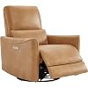 CHITA Power Recliner Chair Swivel Glider, FSC Certified Upholstered Faux Leather Living Room Nursery Reclining Sofa Chair with Lumbar Support, Cognac Brown