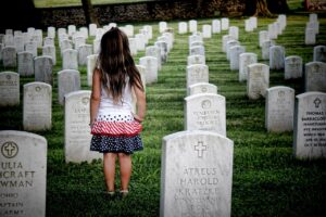 Little Girl watching lapides on the cemitery