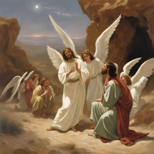 Jesus being serve by angels on the desert