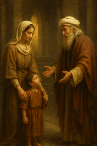 Hannah and Samuel going to the priest