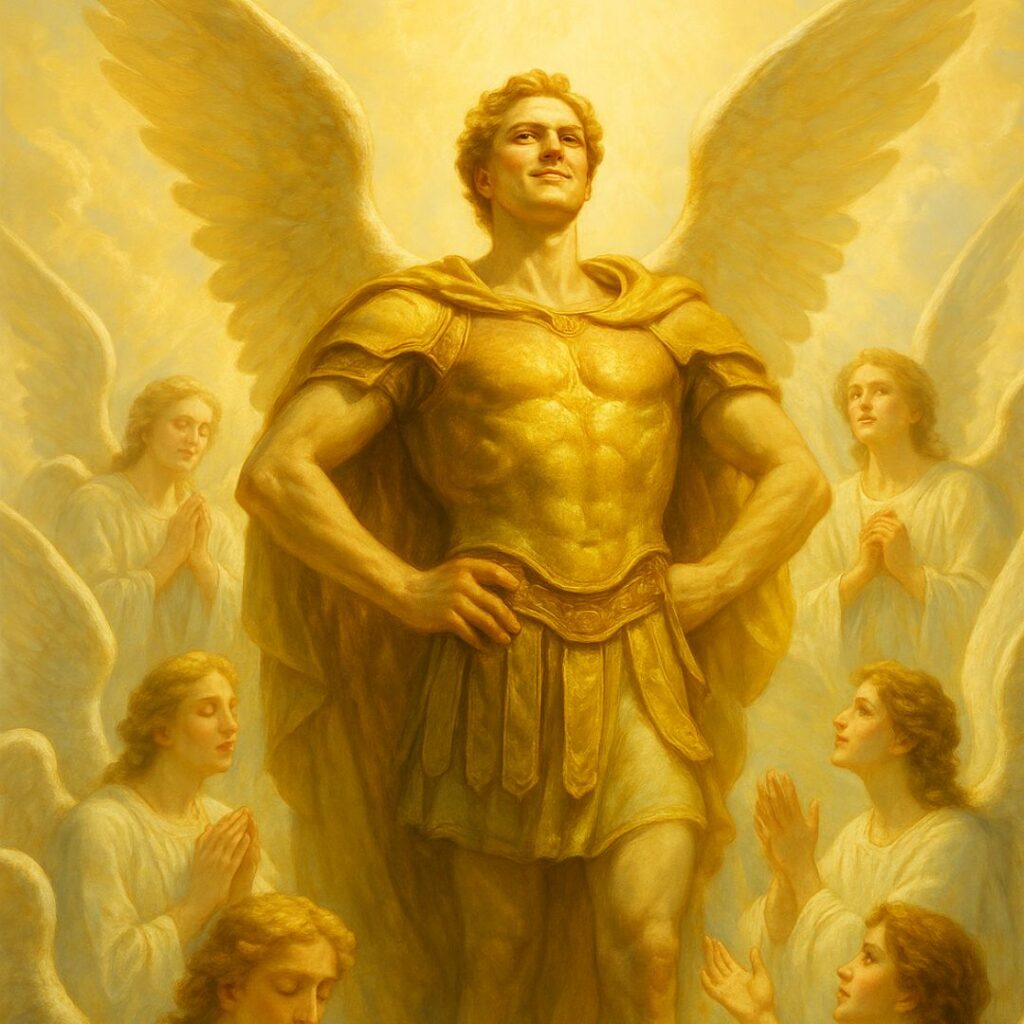 Lucifer being praise by angels