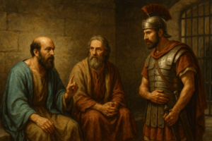 The apostle paul preaching to the jailer
