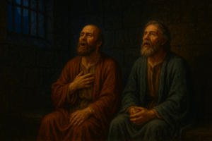The Apostle Paul And Silas Singing while in prison