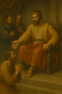 The king decide to forgive the servant