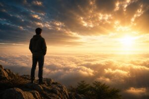 Man stand looking at the sky