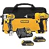 DEWALT 20V MAX Cordless Drill and Impact Driver, Power Tool Combo Kit , Includes 2 Batteries, Charger and Bag (DCK240C2)