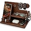 TESLYAR Wood Phone Docking Station for Men - Desk or Nightstand Organizer